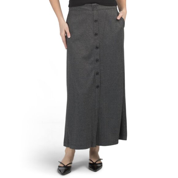 MAX STUDIO LONDON Black/ivory Double Knit Button Front Maxi Skirt - Picture 1 of 2